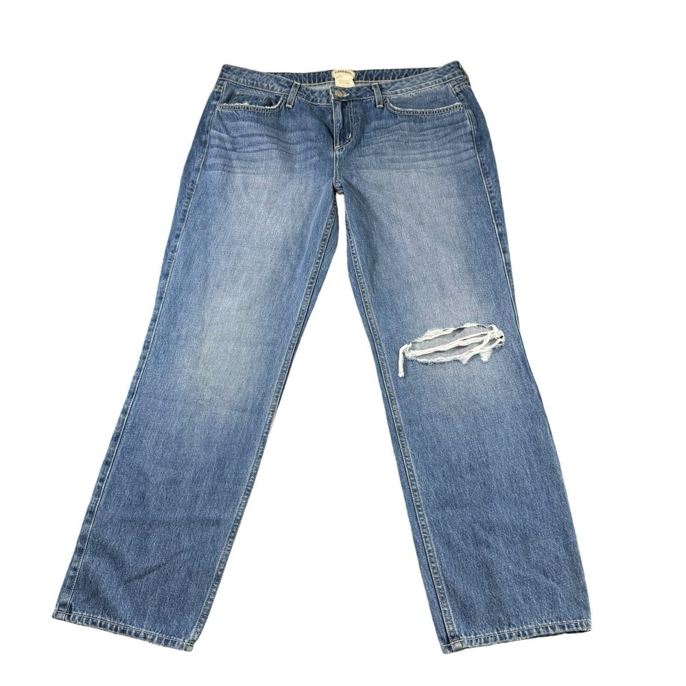L'agence Blue Mid Wash Rip Knee Wide Leg Relaxed Fit Jeans Size Womens 32